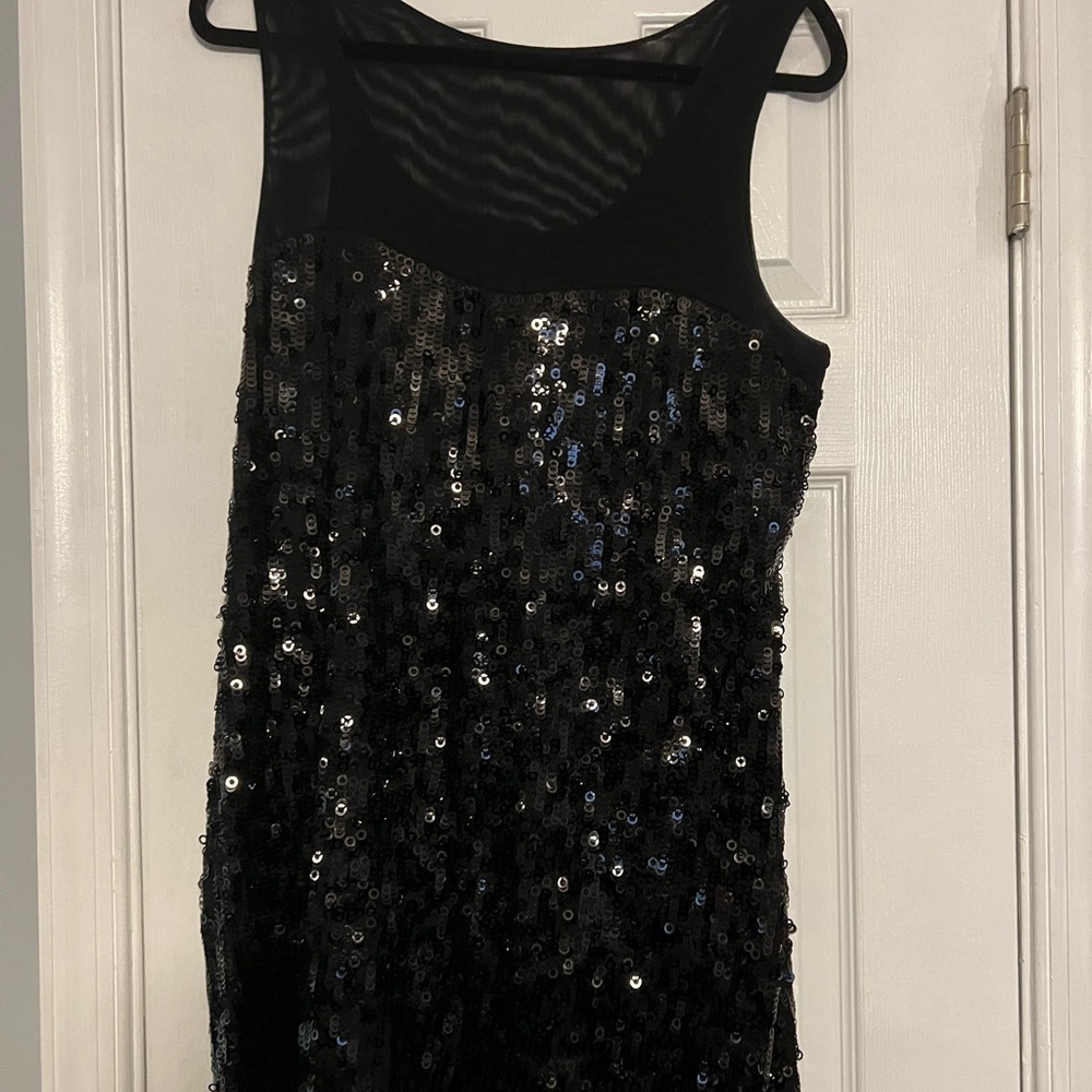 Express black sequins dress